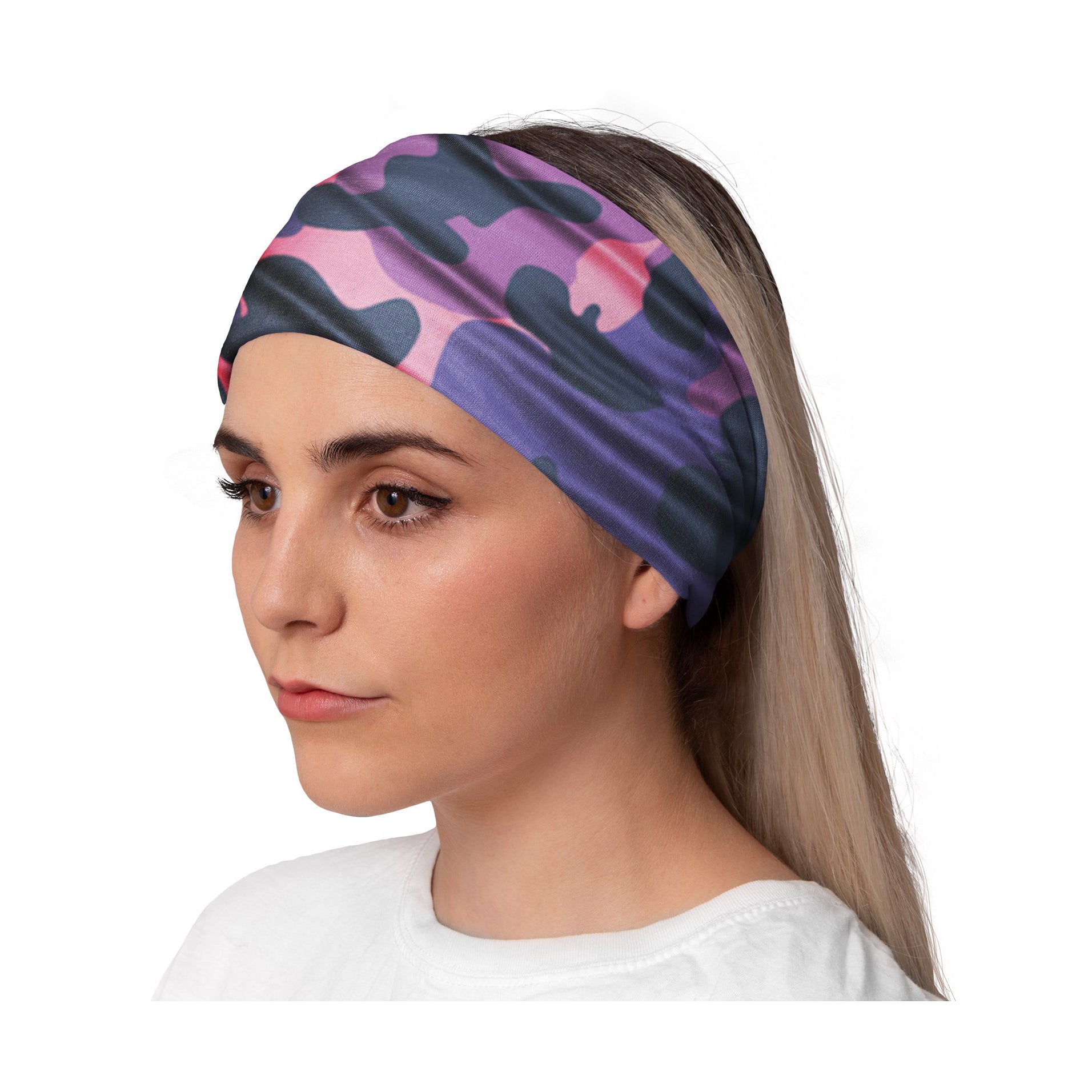 Lunabands Pink Camo Womans Ladies Fashion Designer Multi Use Multifunctional Trail Running Gym Snood Bandana Headband Fitness Headbands